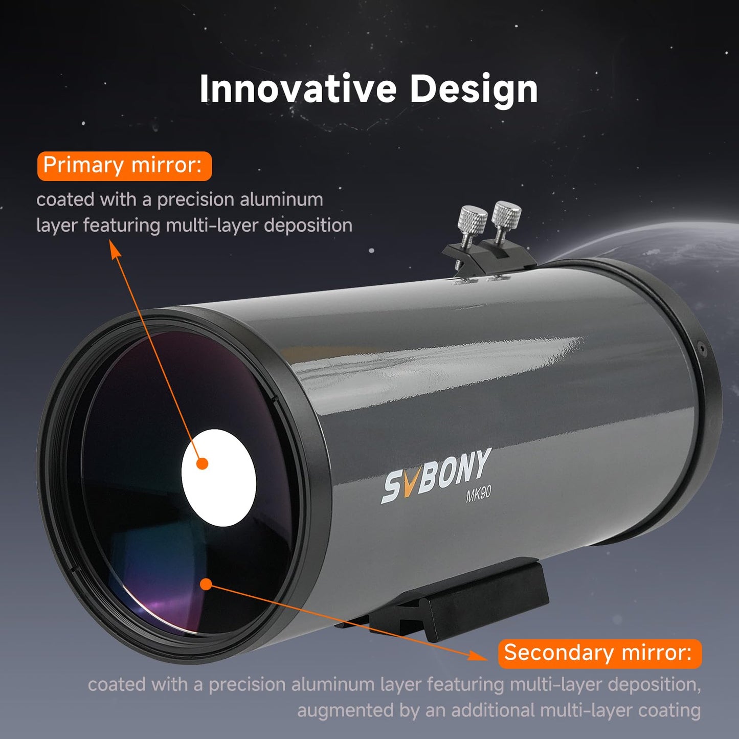 SVBONY MK90 Spotting Scope, Maksutov Cassegrain Telescope for Adults Astronomy, 90mm Aperture, Compact and Lightweight Spotting Scope for Terrestrial and Sky Viewing, Planet Visual and Photography