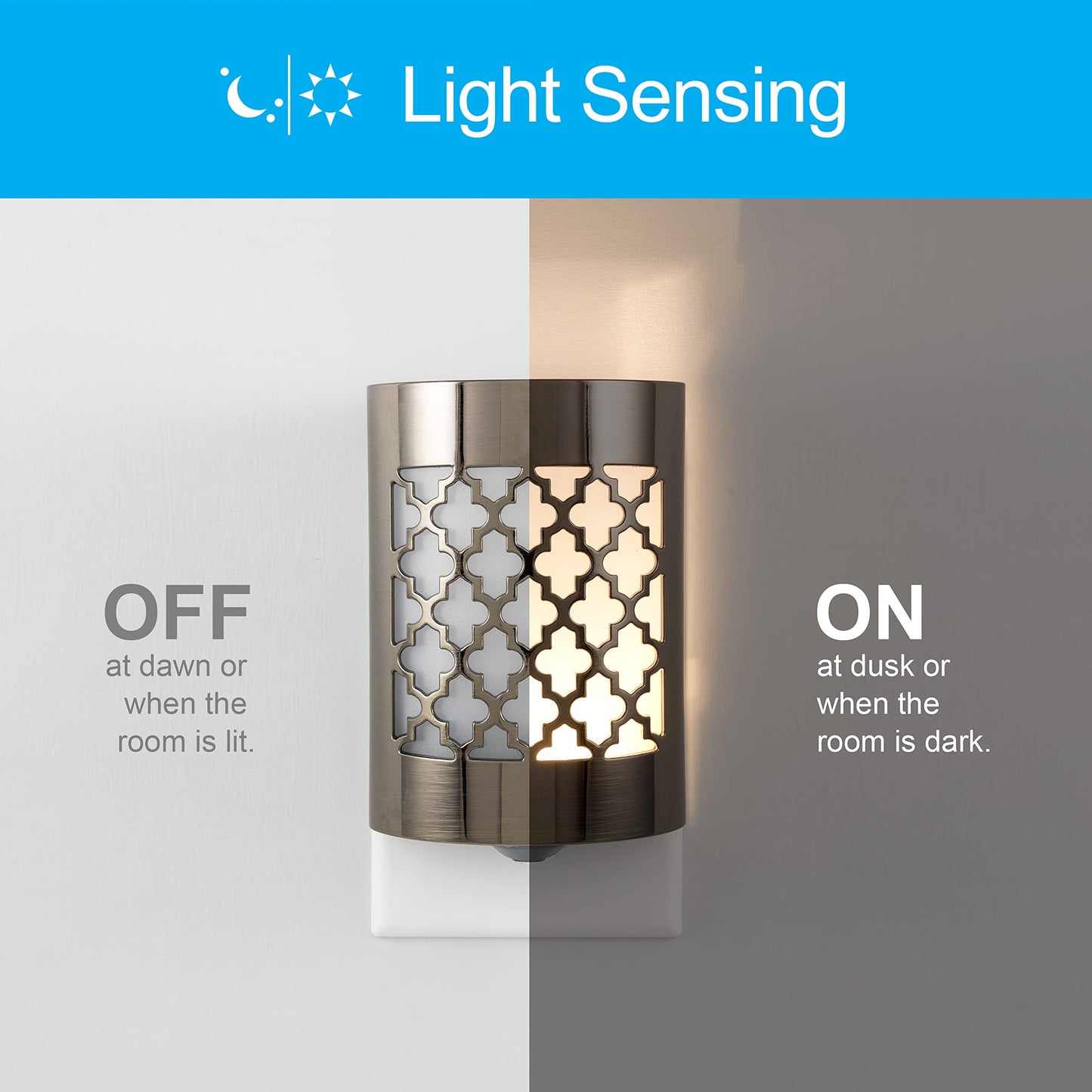 GE CoverLite LED Night Light, Plug-In, Dusk to Dawn Sensor, Home Decor, LED Lights for Bedroom, Bathroom, Kitchen, Hallway, 2 Pack, 46815, Brushed Nickel | Moroccan