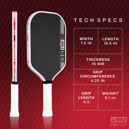 JOOLA Ben Johns Perseus Pro IV 16mm Pickleball Paddle - Tech Flex Power - Elongated Shape for Power & Spin - Propulsion Core Increases Power & Touch - UPA-A Certified - USAP Approved - NFC Chip