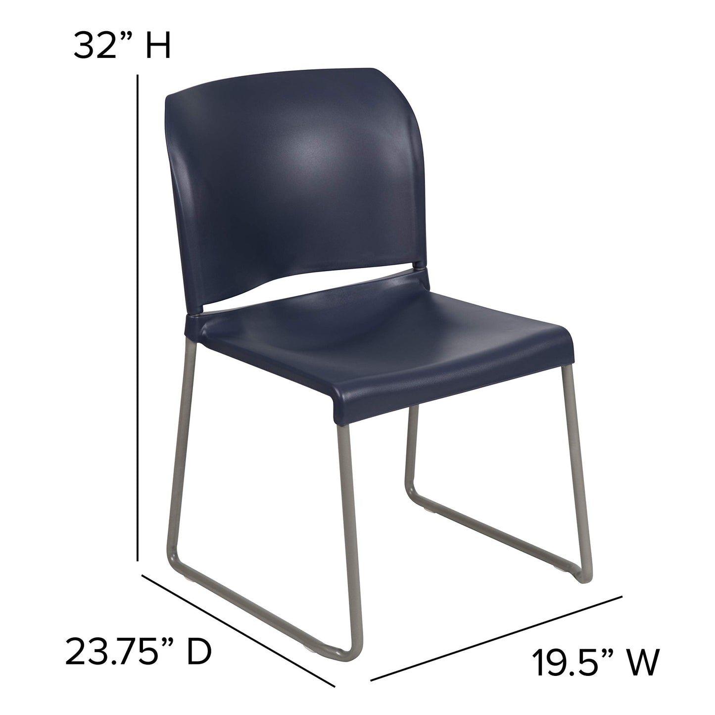 Flash Furniture Hercules Series Contoured Stacking Chairs for Waiting Rooms and Offices, Ergonomic Lobby Chairs with Curved Back, Set of 5, Navy