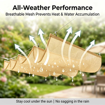 Wave Shade Sail Awning，Retractable Wave Shade Sails，Retractable Sun Shade Canopy Cover Sliding Wave Shade Sail for Pergola Patio Deck Yard Gazebo Outdoor(W1*L14m/W3.28*L45.93ft)