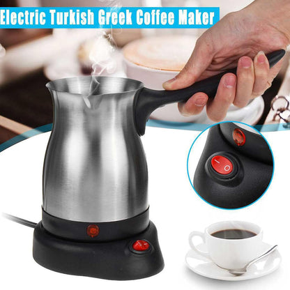 Electric Coffee Pot, 600ML Stainless Steel | Ergonomic Handle Coffee Maker Kettle, 5 Cups Turkish Electric Percolator