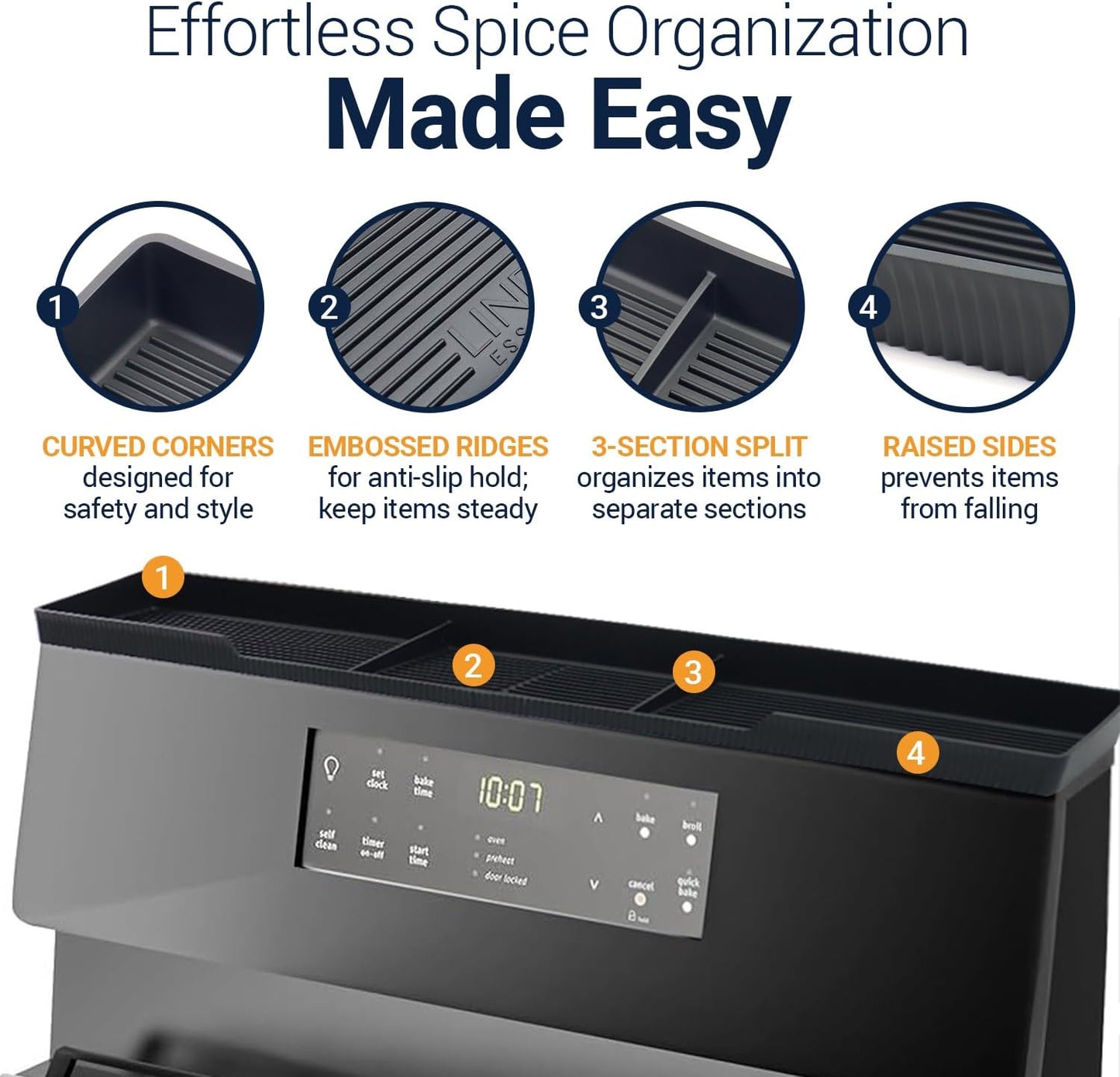 6 Silicone Magnetic Over the Stove Shelf for Back of Stove - Magnetic Stove Top Shelf and Over Stove Shelf, Over Oven