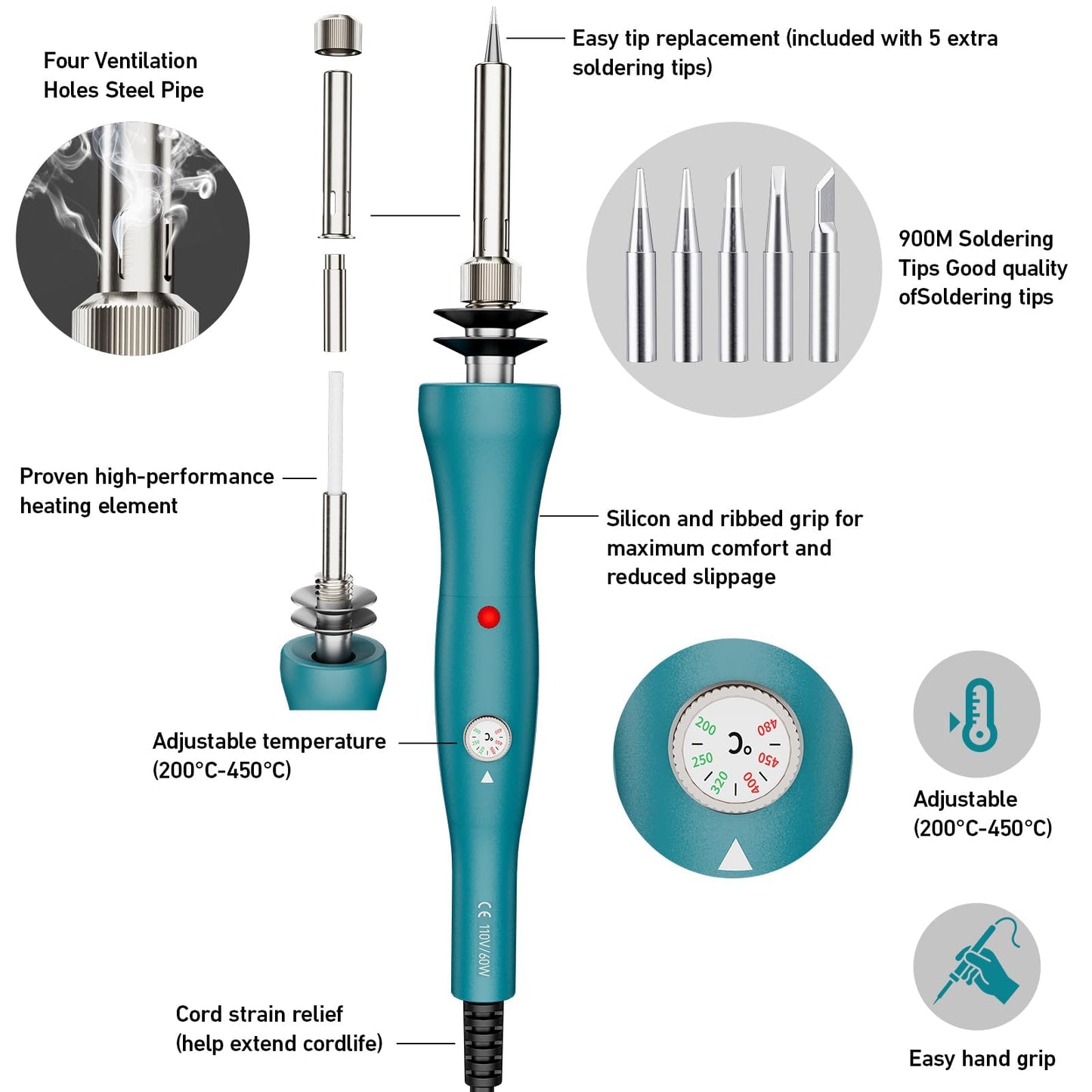 Wood Burning Tool,60W Soldering Iron with 33pcs Interchangeable Tips,38-in-1 Adjustable Temperature,Solder Wire,Stand,Pump,Soldering Wood Burning Kit