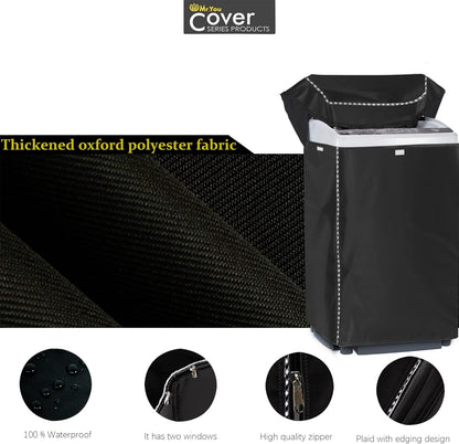 Portable Washing Machine Cover, Waterproof Top Load Washer Dryer Cover (20" x 20" x 34", Black)