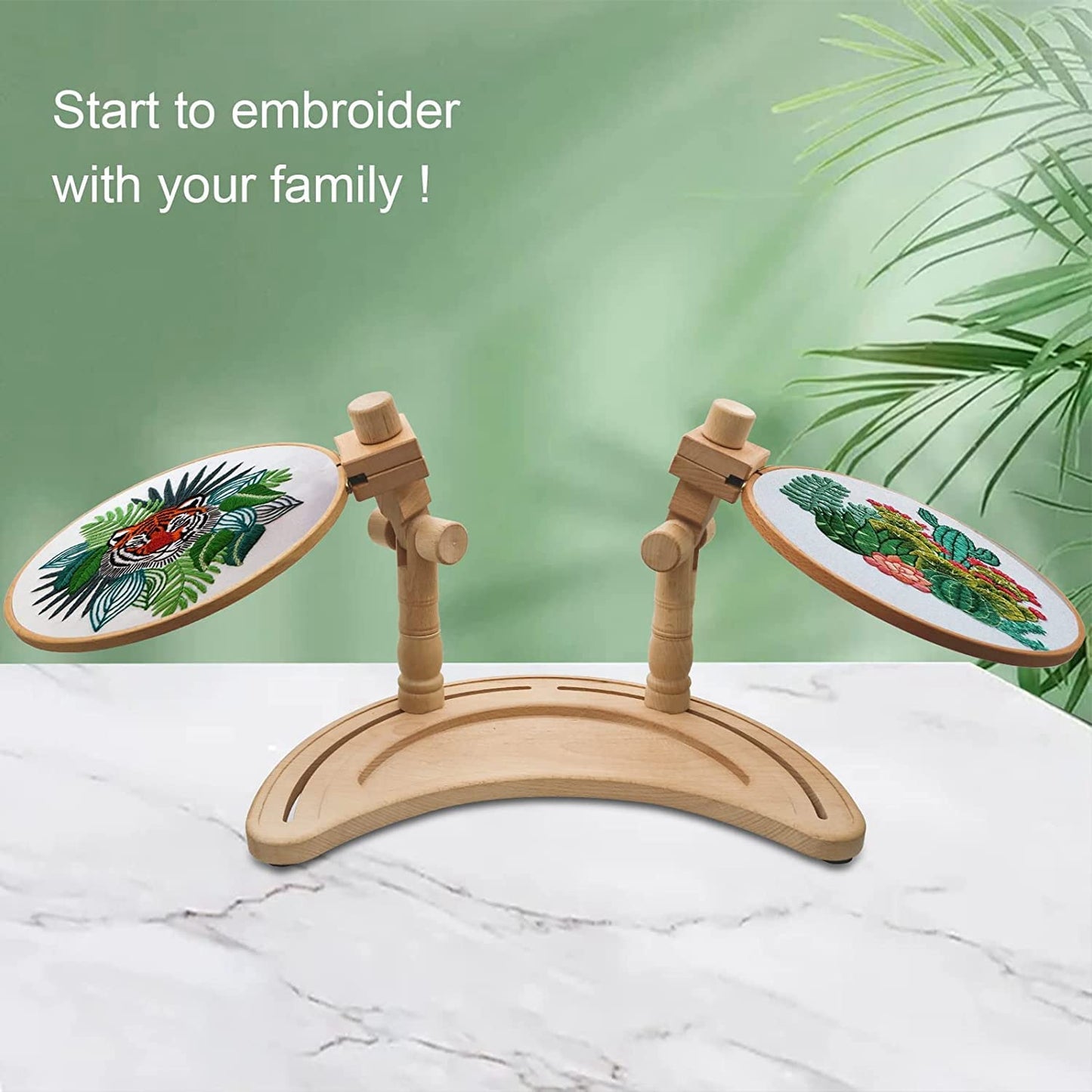 Adjustable Embroidery Stand, Wooden Hoop Stand Holder,Desktop 360° Rotating Embroidery Kit Lap Frame,B