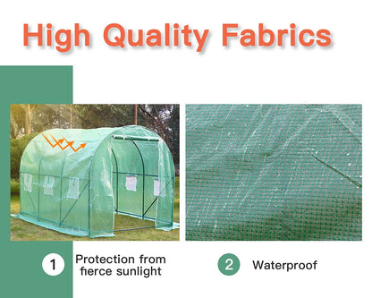 Greenhouse 10'xW7'xH7' Walk-in Greenhouses for Outdoors Mini Greenhouse Greenhouse Plastic with Rolling-up Door and 2 Vents,Green