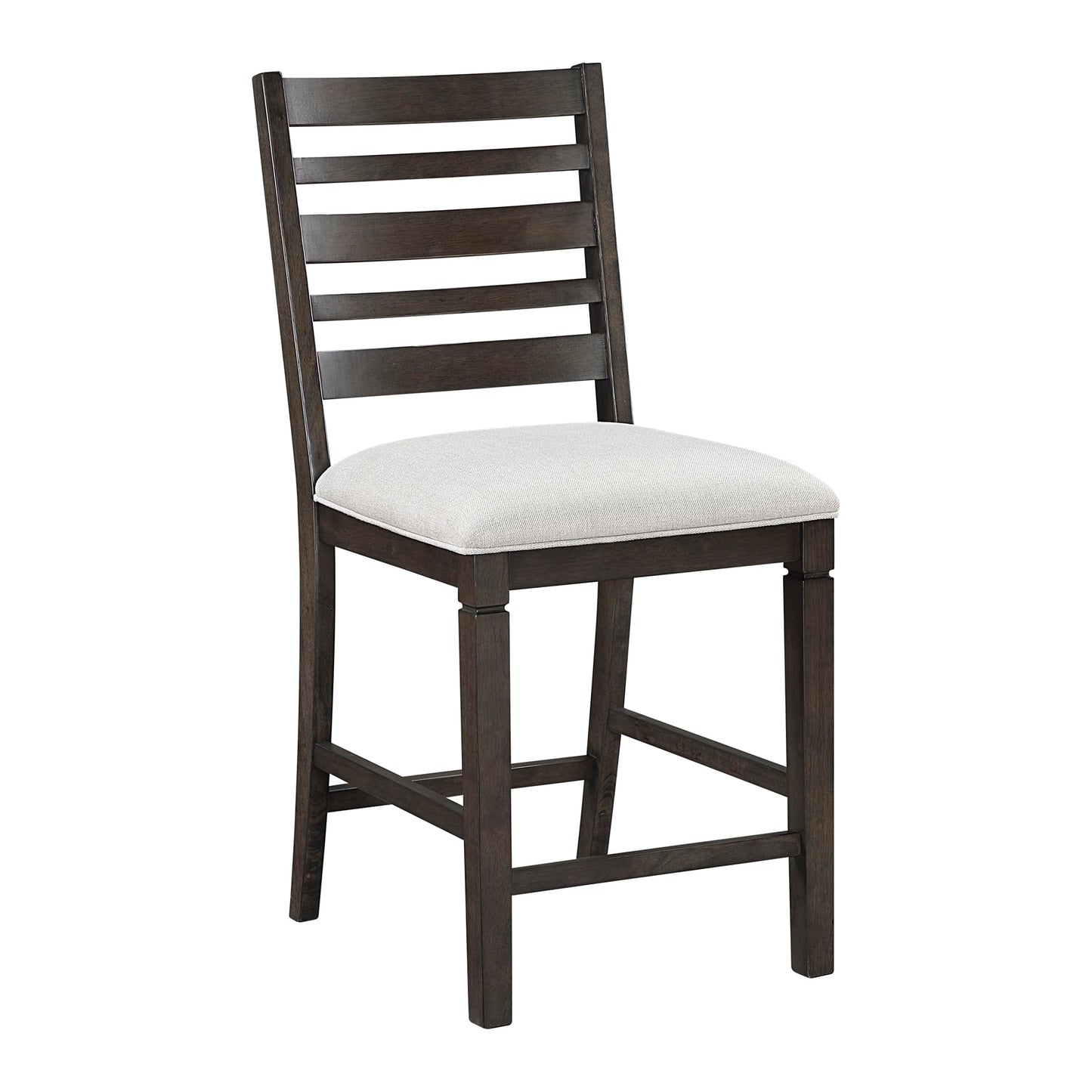 Lexicon Counter Height Chairs, Set of 2, Wood Frame, Ladder Back, Beige Textured Fabric Upholstered Dining Chairs with 25.5 Inches Seat Height, Bar Stools for Kitchen/Dining Room, Dark Espresso