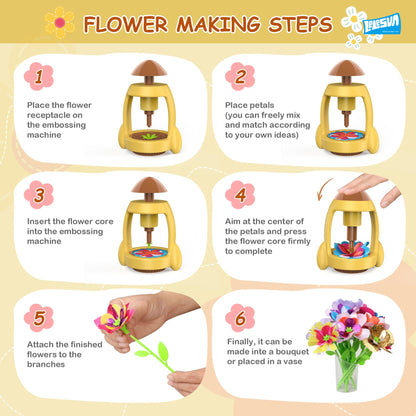 LELESUN DIY Fabric Flower Bouquets Toys, Craft Kits Toys for Kids, Flowers Market Toy, Arts & Crafts for Girls Ages 4 5 6 7 8，Educational Activity Preschool, Christmas Birthday Gift for Toddler