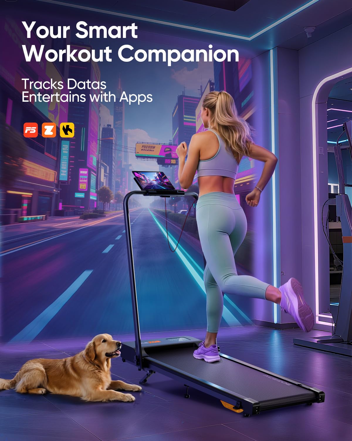 Acezoe Walking pad Treadmill with Incline & Handle Bar, Folding Treadmill for Home Small Spaces, Compact Portable Under Desk Treadmill,Dual LED Display, 2.5Hp Quiet Running pad, APP, 300 lbs Capacity