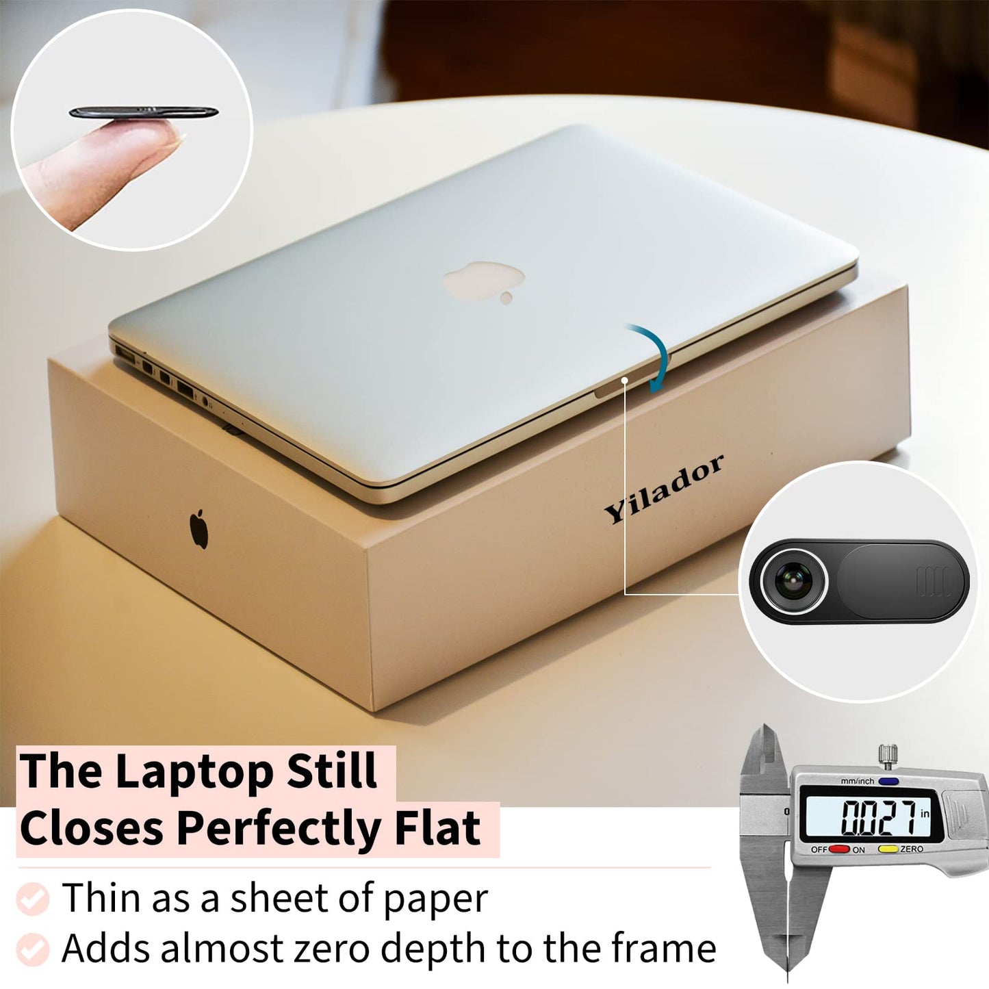 Laptop Camera Cover Slide Cute, Ultra Thin Webcam Cover for iPhone iPad MacBook Pro Computer iMac Cell Phone PC Accessories, Camera Blocker Slider, Great for Privacy (3 Small Black+3 Large Black)