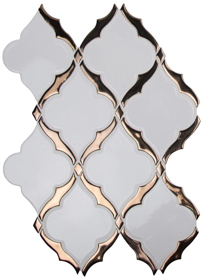 MSI Victorian Light 10 in. x 15 in. Ceramic Arabesque Mesh-Mounted Mosaic Wall and Backsplash Tile, White-Warm