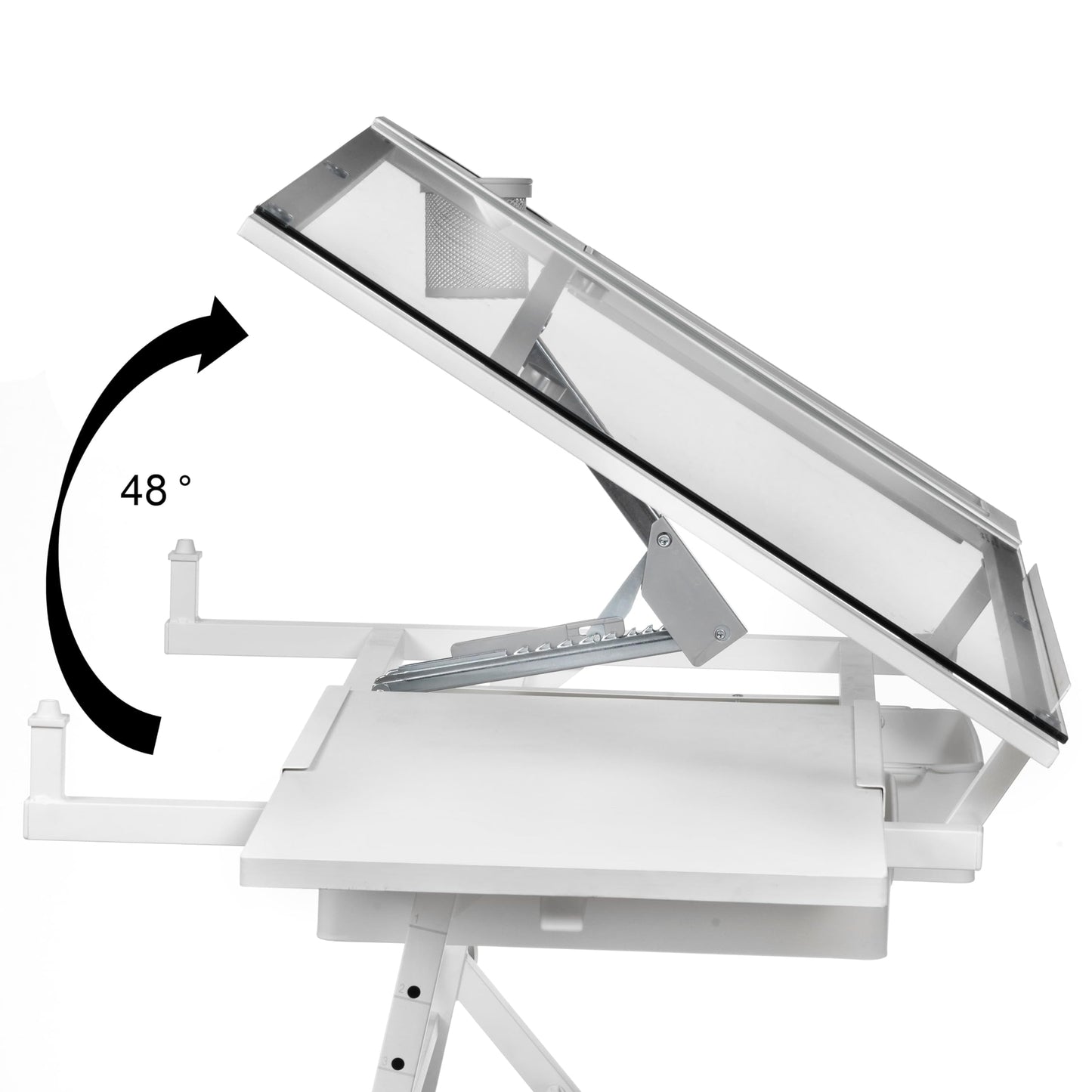 Artist's Loft Artists Loft Desk, Tilting Glass Top Adjustable Drafting Table, White, 55.9" x 23.6", 1-Pack