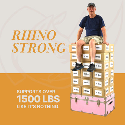 Rhino Trunk & Case Classic XXL College Trunk with Antique Brass Hardware, Soft Close - 36”x18”x18”, Seats 1500+ lbs, USA Made Secure Dorm Footlocker, Home Storage, Steamer Style Blanket Chest