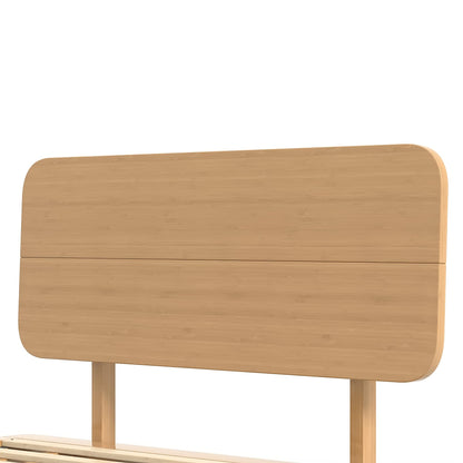 Bellemave Queen Size Bamboo Bed Frame with Headboard,Bamboo Floating Platform Bed Frame Queen Size with Charging Station and Wood Slats,Easy Assembly,Natural