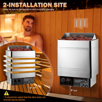 SINLJXDD Sauna Heater-Electric Sauna Heaters 220V 6KW with Built-in Controller,Suitable 260 Cu.Ft Sauna for Home,Home Steam Sauna Bathroom,SPA Houses,Hotels Dry Saunas(6KW)