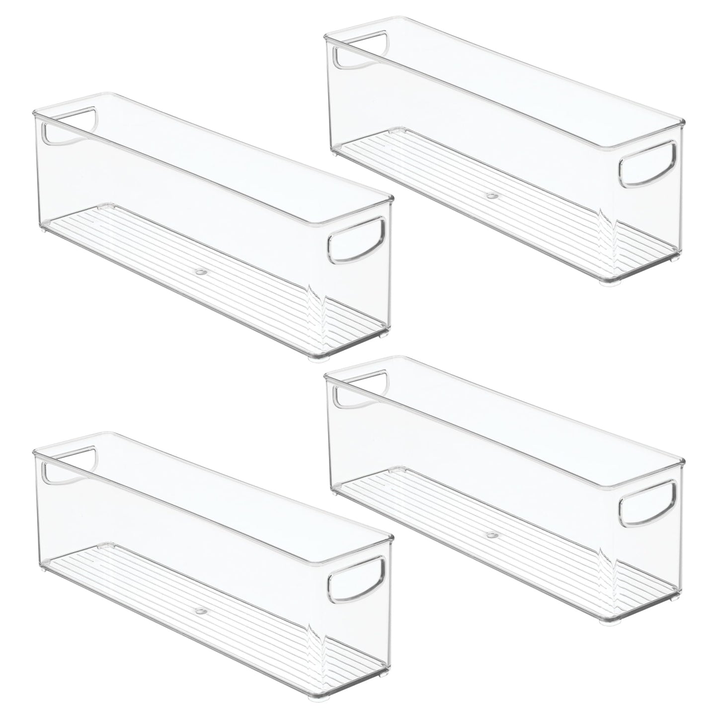 iDesign Small Stackable Storage Bins with Handles, Set of 4, Clear
