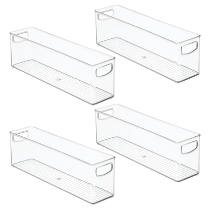 iDesign Small Stackable Storage Bins with Handles, Set of 4, Clear