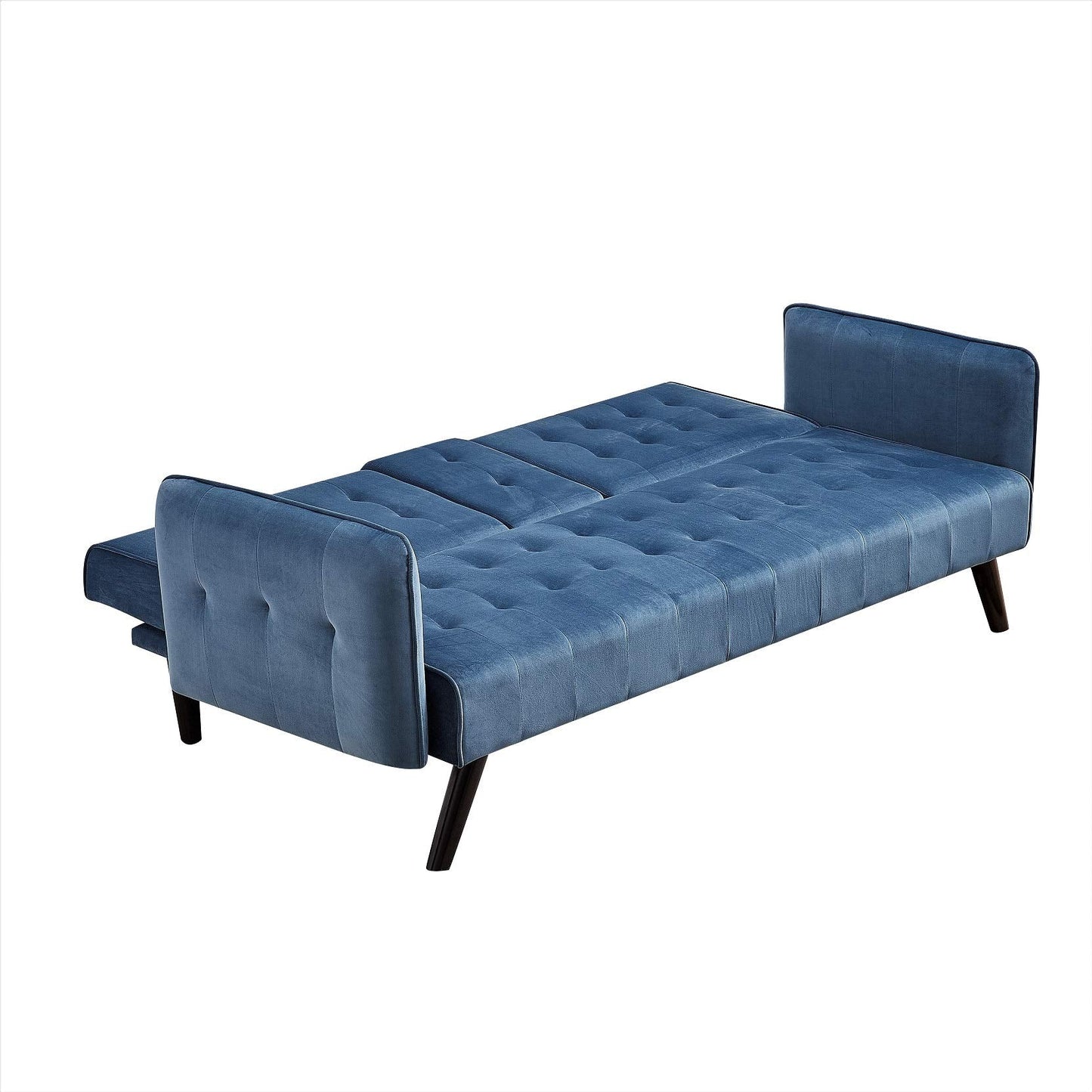 Container Furniture Direct Mid-Century Modern Velvet Uphostered Sofabed, Blue Mist