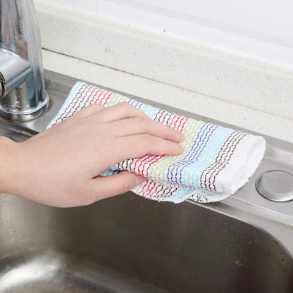 Kitchen Dish Cloths 100% Cotton Tea Towels, Soft and Absorbent, Machine Washable Set of 8 Multi Colors
