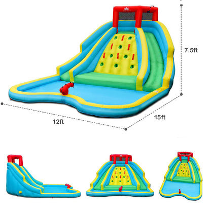 BOUNTECH Inflatable Water Slide Park, 15x12FT Double Slides Kids Mega Waterslide for Outdoor Racing Fun, Heavy Climbing Wall, Blow up Water Slides Inflatables for Big Kids Backyard Party Gifts