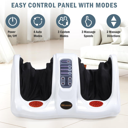 H&B Luxuries Shiatsu Foot Massager Machine with Remote Controller, Kneading and Rolling Home Massagers for Feet, Ankle, Calf, Leg, Ideally for Men, Women, Father, Mom Parents and The Elderly, Red