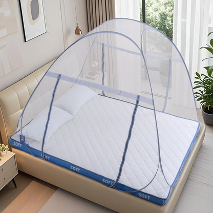 Pop-Up Mosquito Net Tent for Bed, Portable Folding Design Camping Travel Mosquito Tent with Net Bottom for Baby Adults, Easy to Install and Wash for Queen Size Bed 79 x 59 x 59 inch
