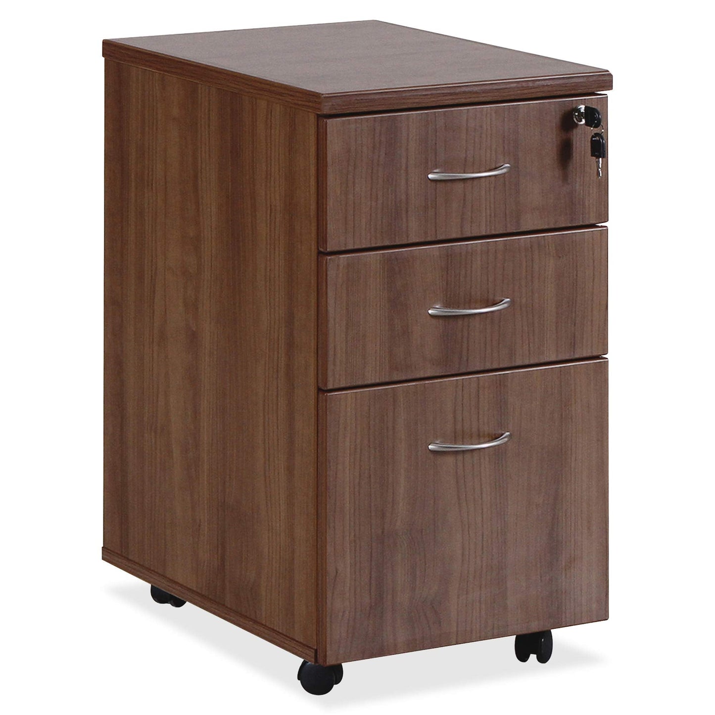 Lorell Essentials Walnut Freestanding Mobile Pedestal