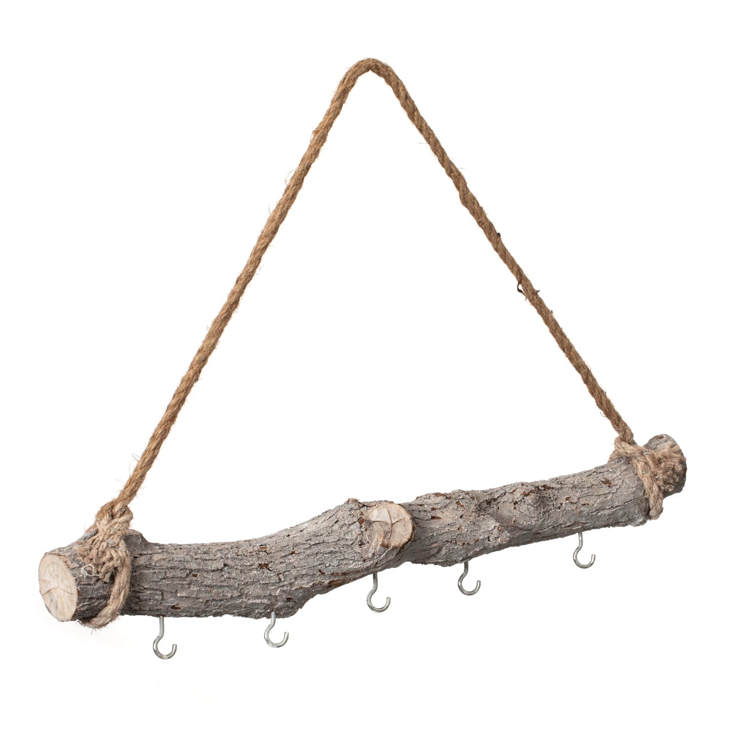 Uniquewise 19-inch Natural Decorative Wooden Log Hanging Farmhouse Wall Decor with 5 Hooks for Jewlery Keys Hats and Wall Accessories Perfect for Entryway Living Room Kitchen Hallways and Dining Area