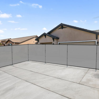 Patio 6' x 12' Outdoor Privacy Screen Freestanding Temporary Fence Panels Net Cover with Metal Poles for Outside Backyard Pool Garden Air Conditioner Fencing, Light Gray