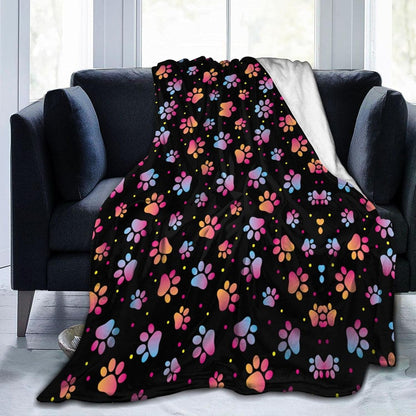 50x60-Inch Cute Dog Paw Print Theme Blanket Lightweight and Compact for Easy Folding, Anti-Pill, Wrinkle-Resistant