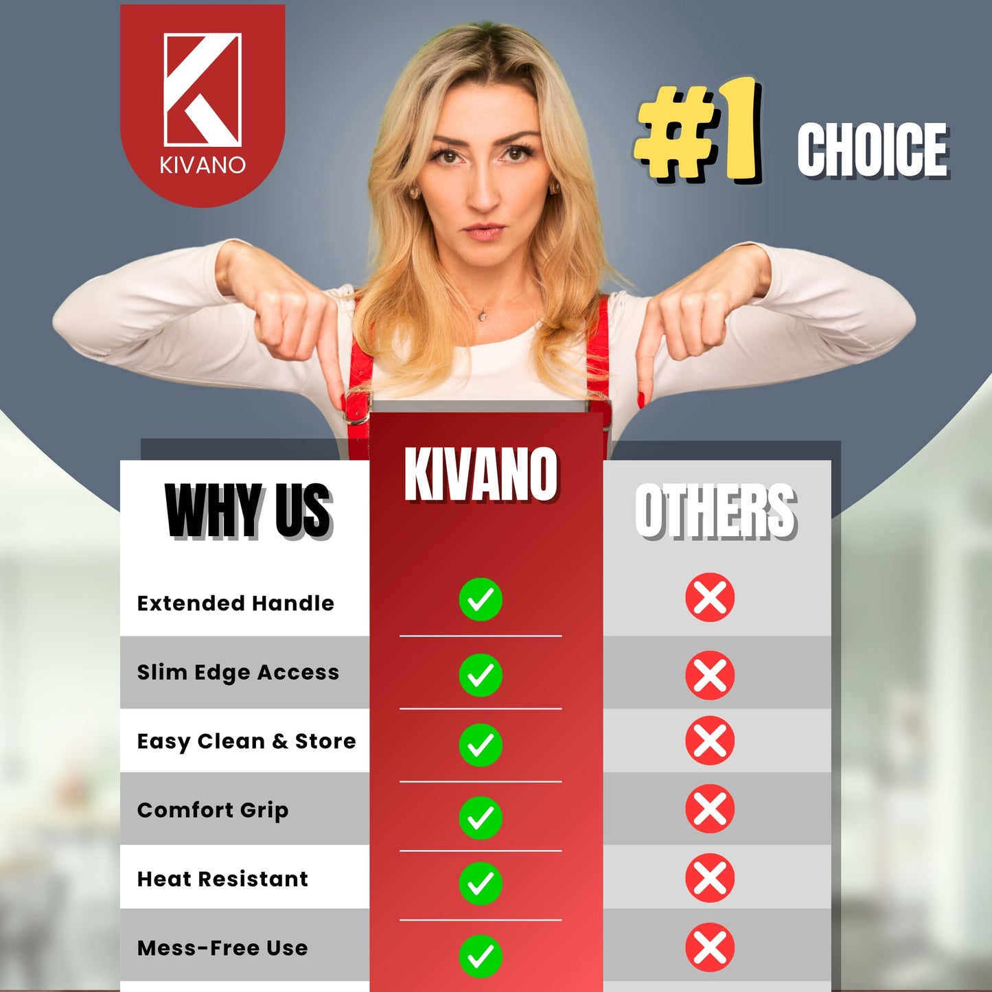 KIVANO Cast Iron Scrubber with Pan Scraper, 316L Chainmail Scrubber, Long Handle Cast Iron Cleaner for Dishes, Pans, Grills, Upgraded Chain Mail Scrubber for Grill Pan Skillet Wok Carbon Steel