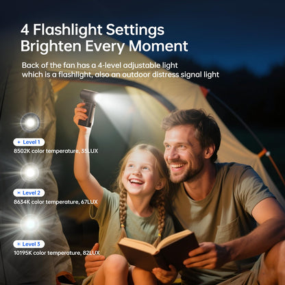 JISULIFE Portable Handheld Fan Ultra2 9000mAh, 5 IN 1, Up to 25Hrs, 100 Speed Turbo Fan, 18W Power Bank, Flashlight, Metal Shell, Travel Essentials Gifts for Men with Splash Proof Portable Case-Grey