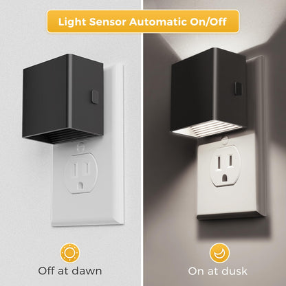 L LOHAS LED Night Lights Plug into Wall,[2-Pack] Plug in Night Light with Dusk to Dawn Sensor,Brightness Adjustable,3000K Warm White,Dimmable Nightlight for Adults Bathroom Hallway Kitchen
