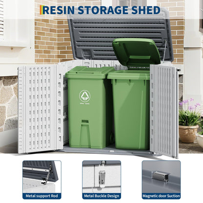 Garvee Outdoor Resin Storage Cabinet, 34 Cu ft Outdoor Storage Box Waterproof, Outdoor Storage Cabinet for Patio Tools, Sofa Cushion, Lawn Mower and Garbage Cans