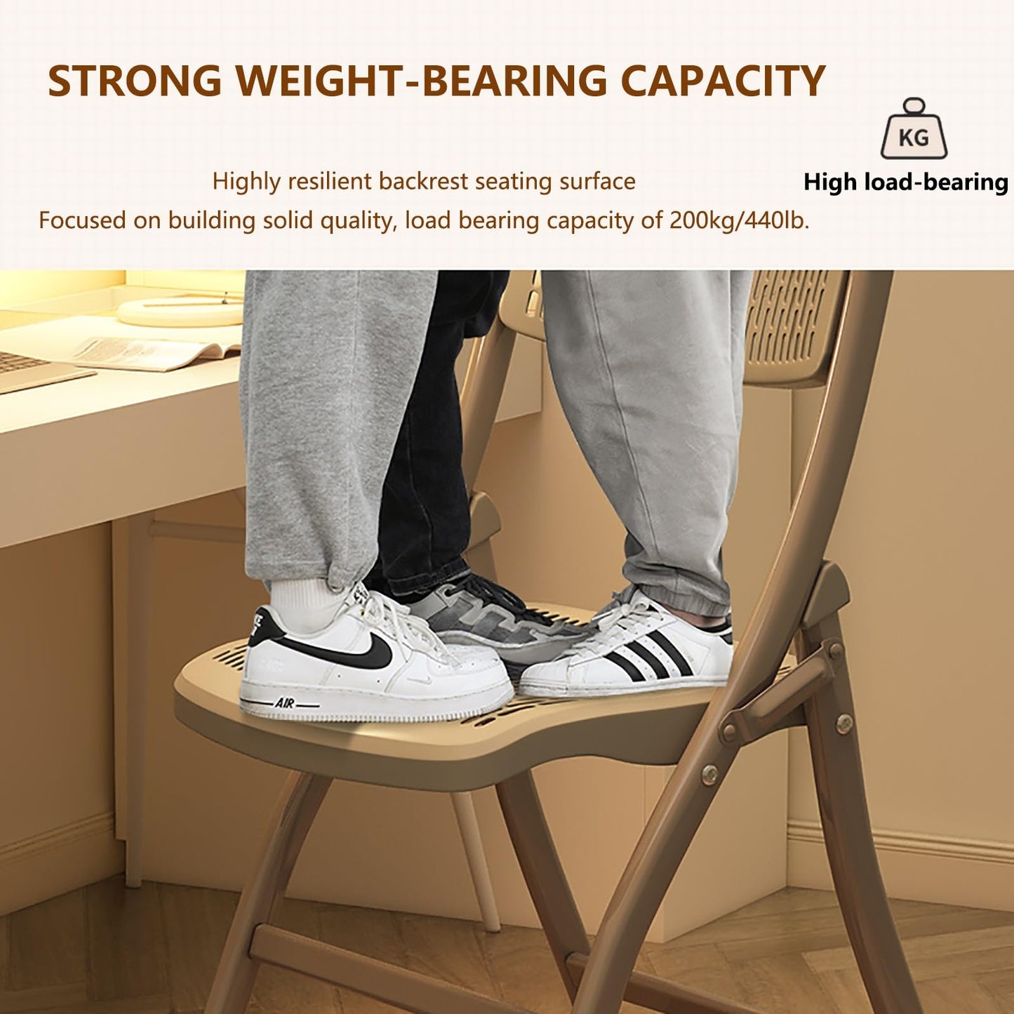 shancyug Folding Chairs 4 Pack, 440 Pound Capacity,Outdoor Chairs with Steel Frame, for Weddings, Parties, Restaurants, Conferences, Patio, Garden(Gray)