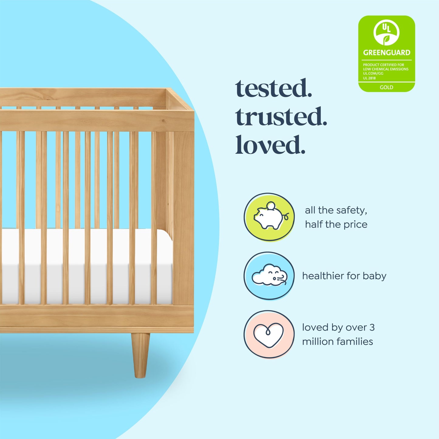 Davinci Marley 3-in-1 Convertible Crib in Honey, Greenguard Gold and FSC® Certified