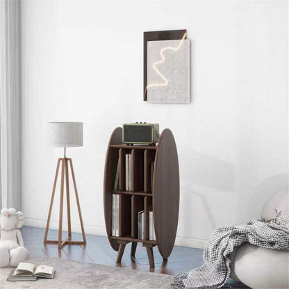 KHUTRW3D Record holder Modern Creativity Wooden Vinyl Record Storage Cabinet for Living Room Bedroom Lounge Vinyl stand(Walnut Colour)