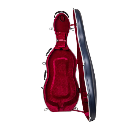 Crossrock Commuter ABS Cello Case for 4/4 & 3/4 | Matte Blue Diamond Shell, Wheels & Backpack Straps – Lightweight Case for Daily Rehearsal & Travel