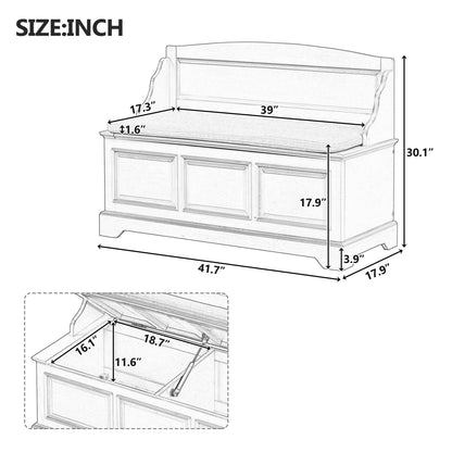 Merax 41.7" Retro Shoe Storage Bench with Safe Soft-Close Devices and Hidden Storage for Living Room and Entryway,Antique Navy