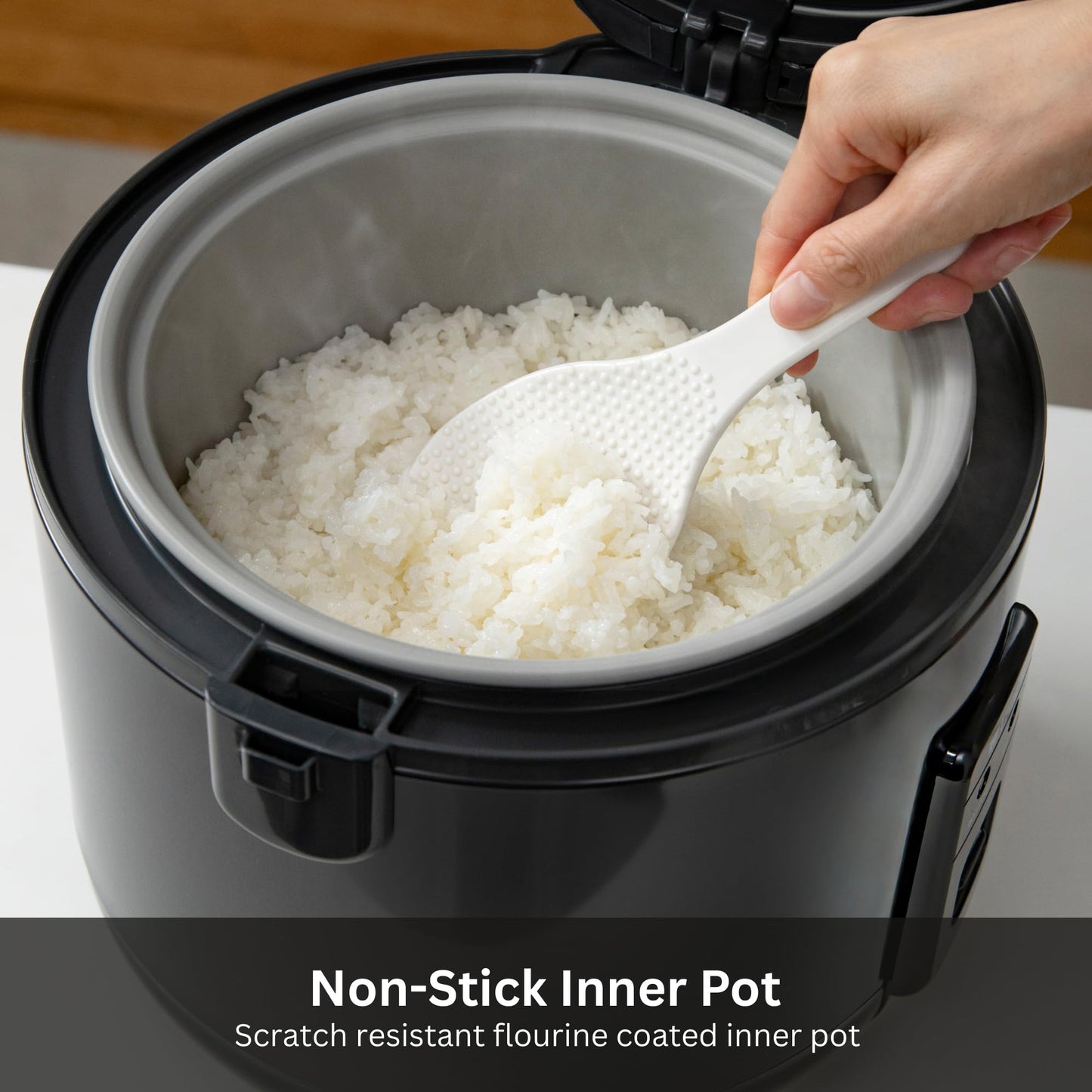 Tiger JNP-S15U-KY 8 Cup Capacity White Rice Cooker with Non-Stick Inner Pot, Retractable Power Cord, and Keep Warm up to 12 hours (Obsidian Black)
