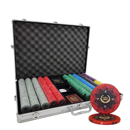 MRC 1000pcs Laurel Crown Ceramic Poker Chips Set with Aluminum Case Custom Build