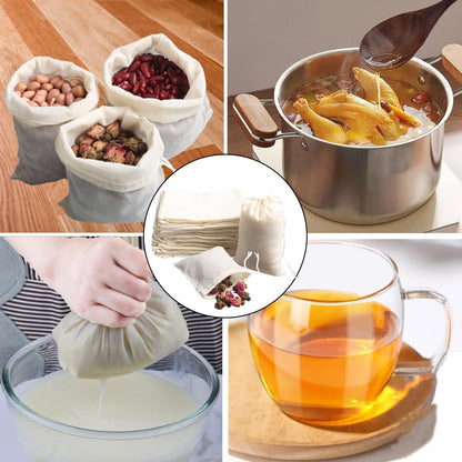Eketirry 10pcs Coffee(6 x8Inch) Spice Bags, Reusable Empty Tea Bags, Muslin Strainer Bags, Soup Bags for Cooking