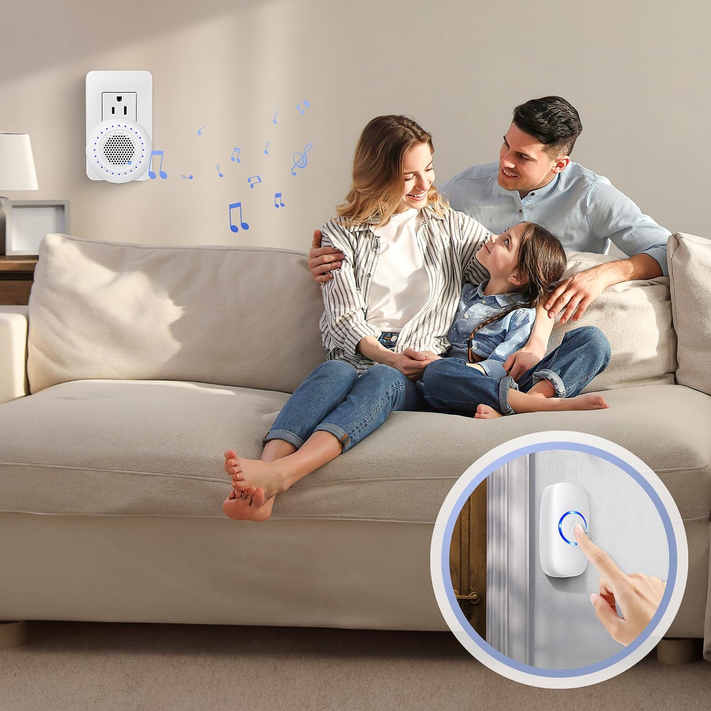 Wireless Doorbell • PHYSEN • Doorbell Chime Kits with 1 Transmitter 1 Receiver • Waterproof • Operating at 1000ft Range • 32 Ringtones • 4 Volume Levels • LED Flash • Door Bell for Home Classroom