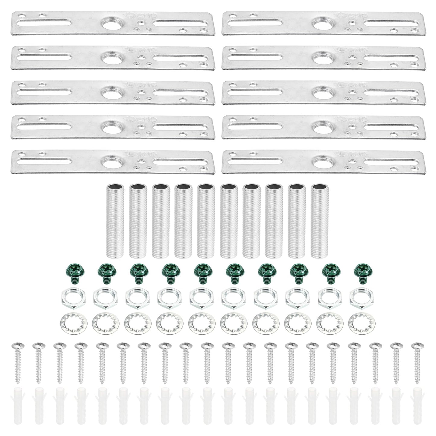 PATIKIL 4" Ceiling Light Plate Kit, 10 Pack Light Crossbar Mounting Bracket Universal Lamp Fixture Hardware Set for Chandelier Wall Light, Silver