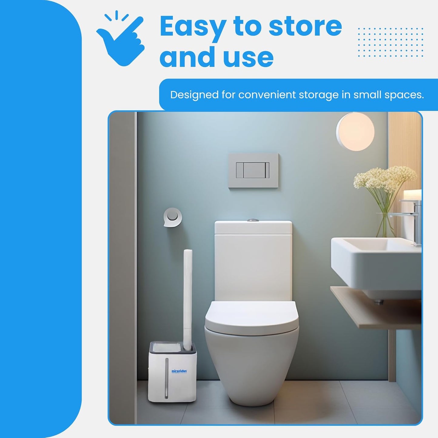 WizardFlush Toilet Brush - Disposable Toilet Bowl-Cleaner for Bathroom - Scrub Brush for Toilet - Space Saving