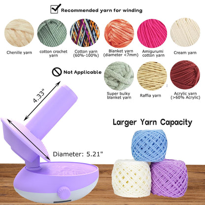 DAFENCHI Yarn Winder, Electric Yarn Winder that Can Work with Yarn Swift, Automatic Large Yarn Ball Winder for Crocheting, Speed Adjustable Yarn Spinner for Yarn Winding, Easy to Use Yarn Cake Winder