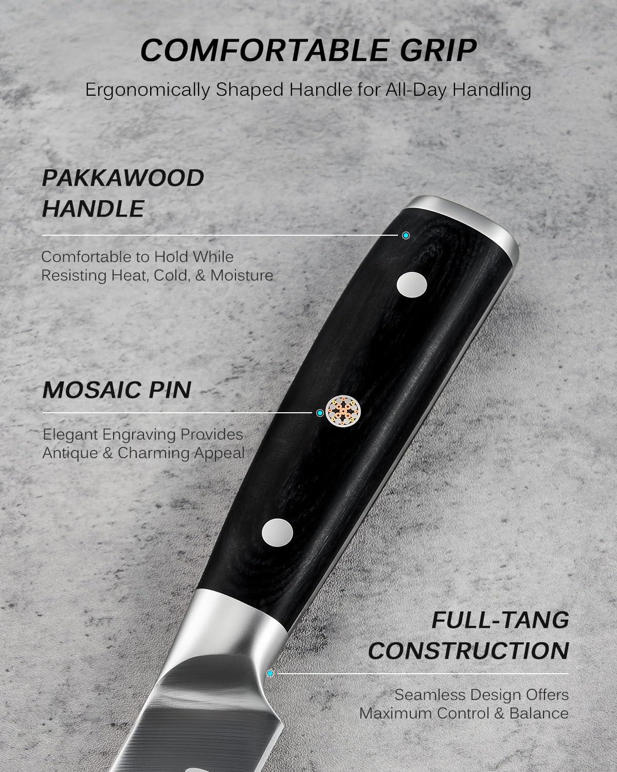 KYOKU 2pc Kitchen Knife Set, Samurai Series 6.5" Boning Knife & 12" Slicing Knife Set, High Carbon Steel Japanese Style Knives with Pakkawood Handle Sheath for Meat Fruit Vegetable Dicing Carving