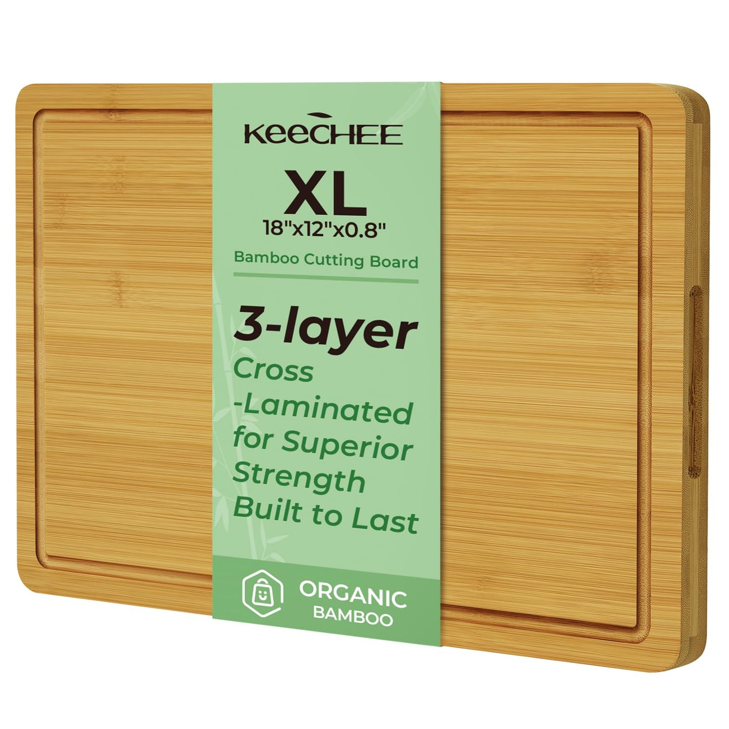 Bamboo Cutting Board, Durable Wood Cutting Boards for Kitchen with Deep Juice Grooves & Built-in Handles, Ideal Charcuterie & Chopping for Meat, Vegetables and Fruits Ideal Kitchen Gifts