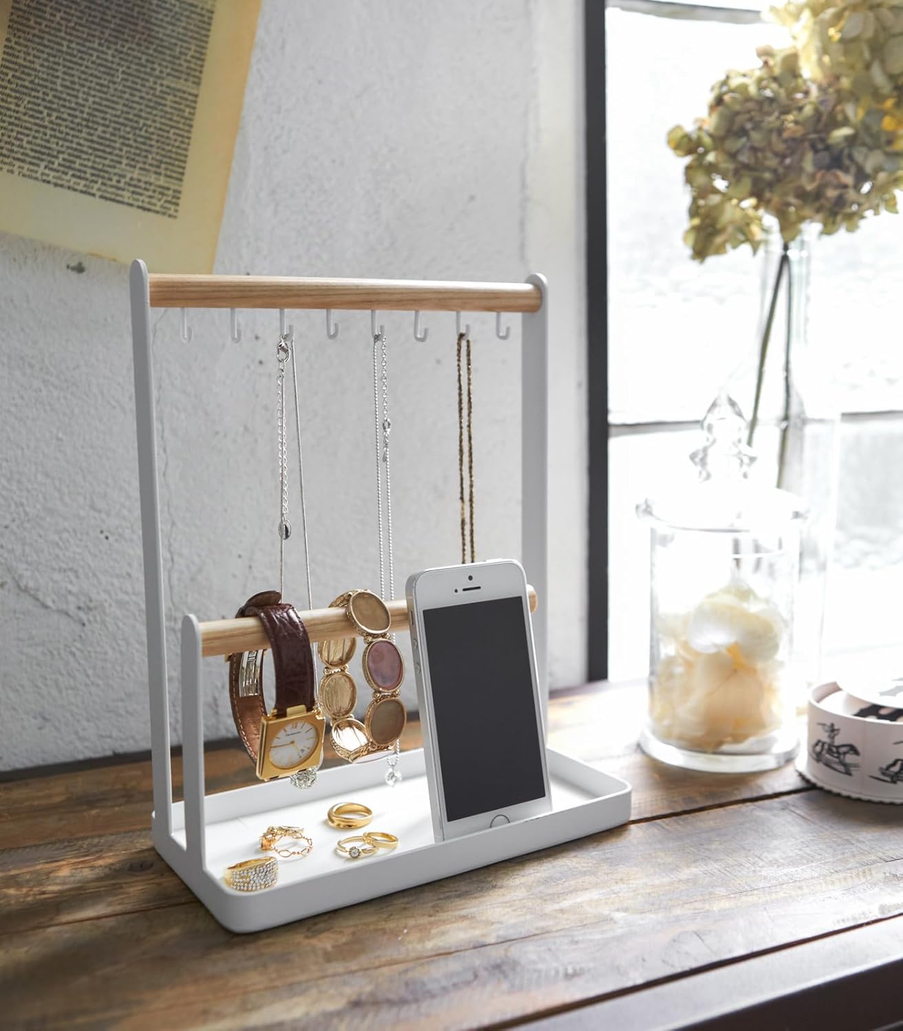 YAMAZAKI home 2311 Accessory Stand, Jewelry Holder & Organizer Storage, One Size, White